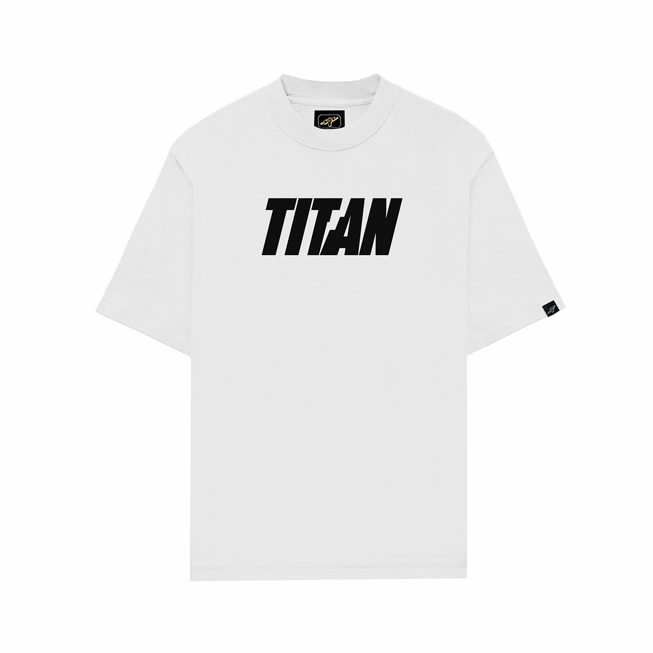 Titan Staples Strike Logo Tee - White Tight Fit Premium Leather