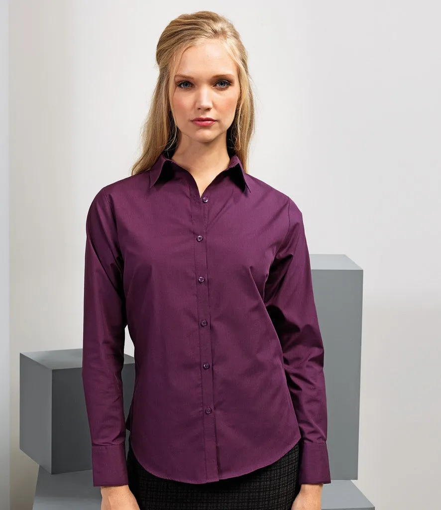 Ladies Poplin Long Sleeved Shirt | BLACK ButterSoftKnit NonRestrictiveCut