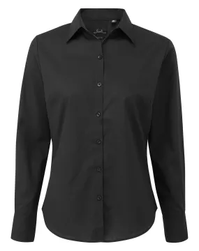 Village Charm SmoothFinish Ladies Poplin Long Sleeved Shirt | BLACK
