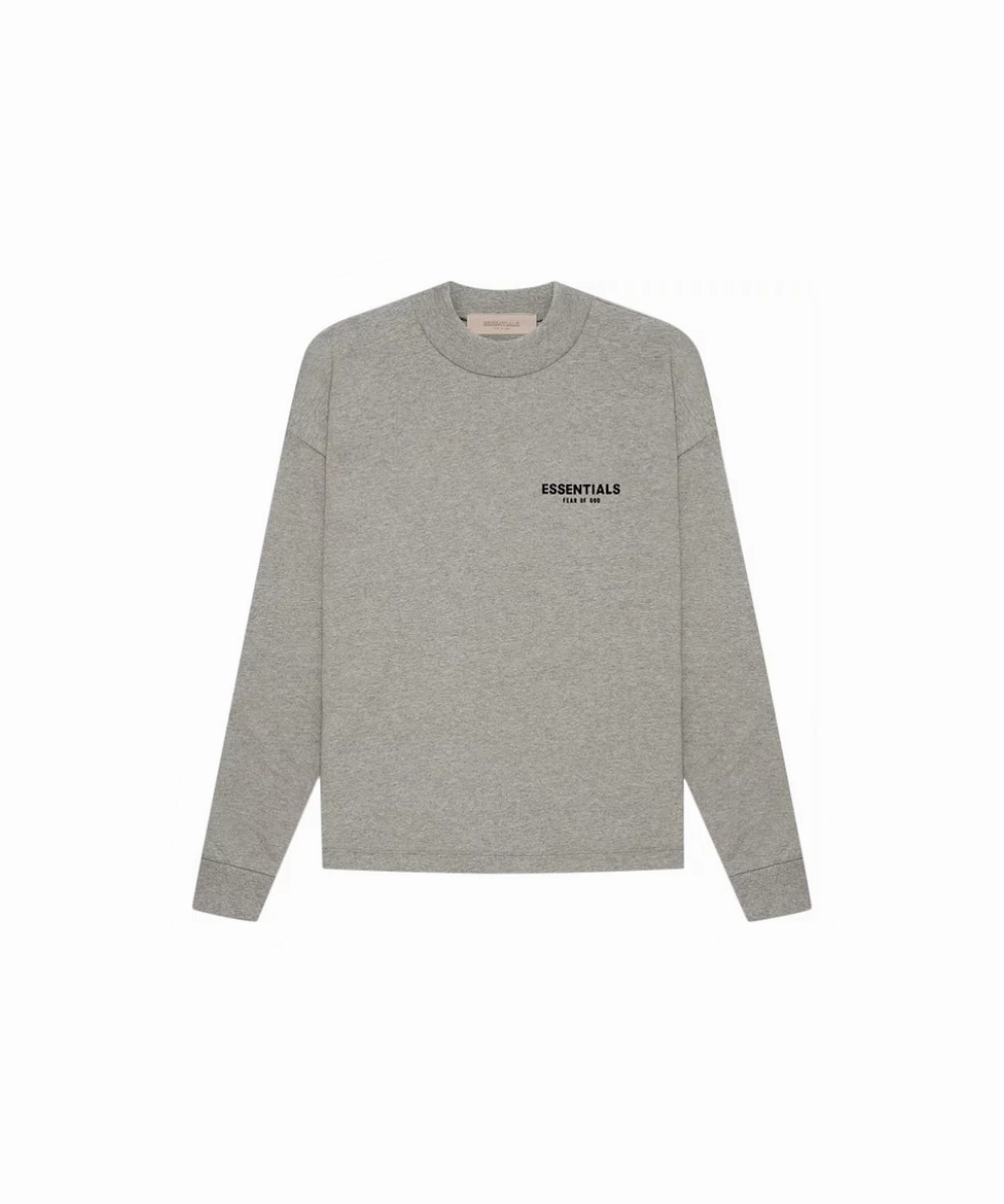 Collapsible Hood CompactWeave Fear Of God ESSENTIALS Long Sleeve Tee (Dark Oatmeal)
