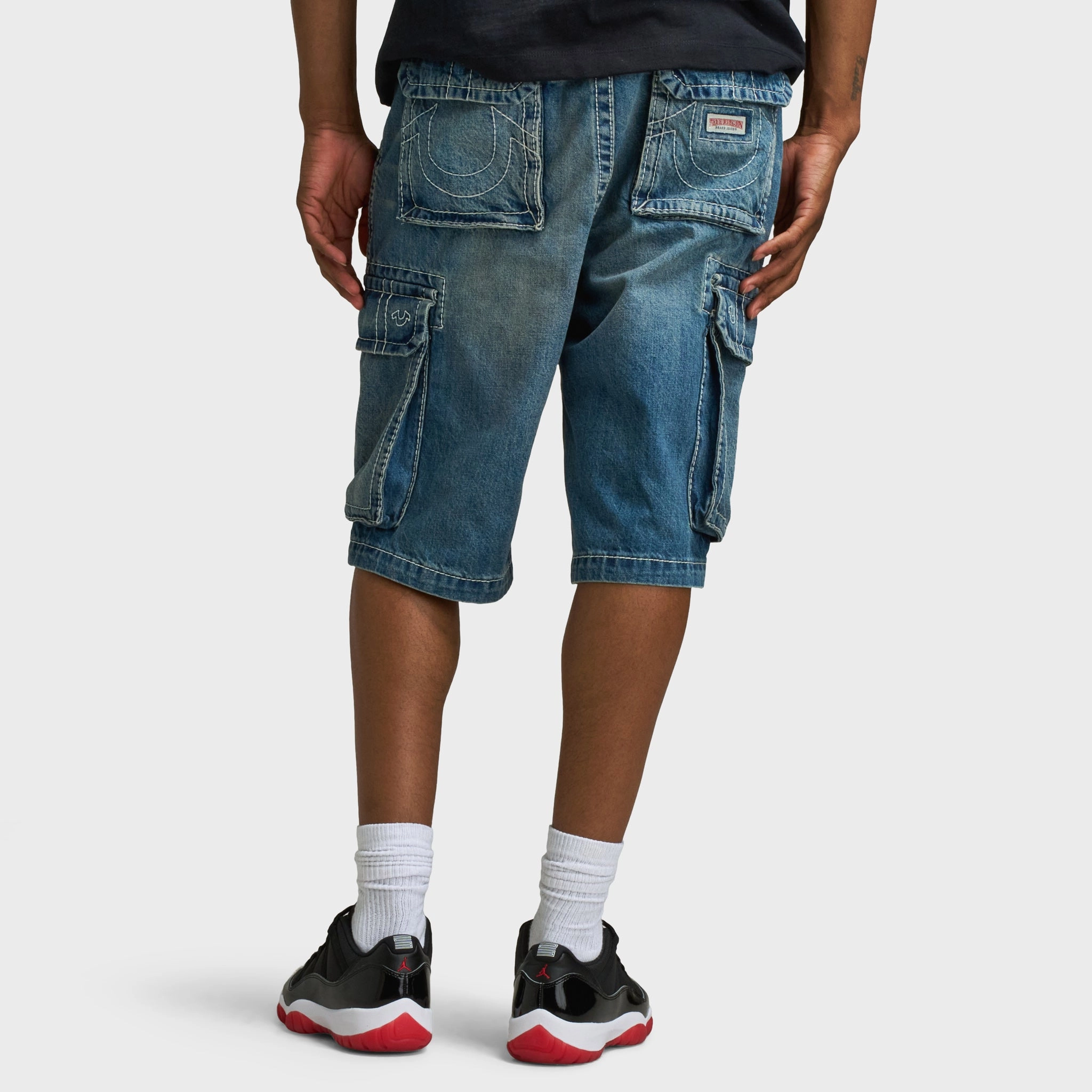 garden work floral shorts True Religion Big T Vinny Medium Wash Cargo Shorts / Blue Legend
