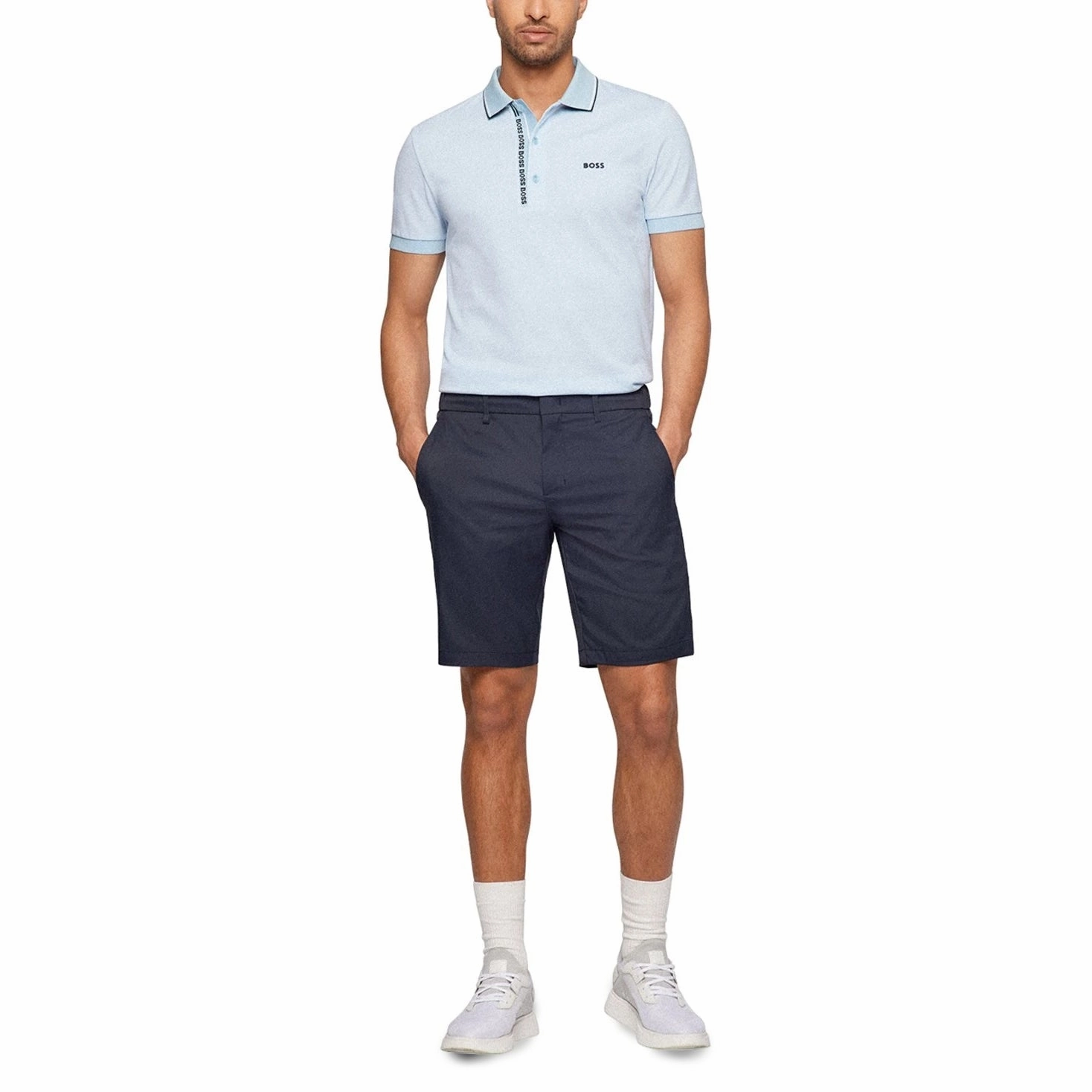 Bamboo Fiber Blend Breathable knit Boss Paule 4 Golf Polo Shirt - Open Blue