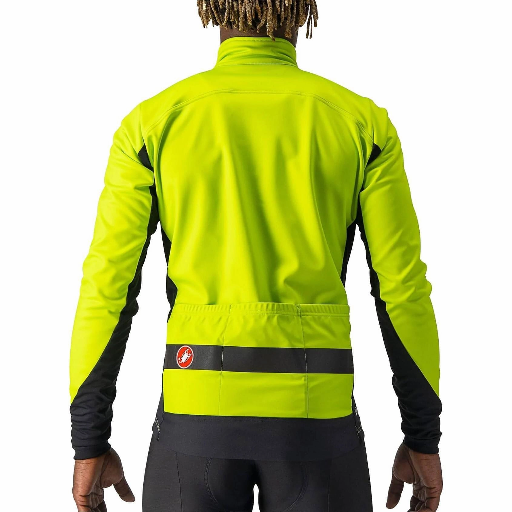 Castelli Raddoppia 3 Mens Cycling Jacket - Yellow clean design Safari