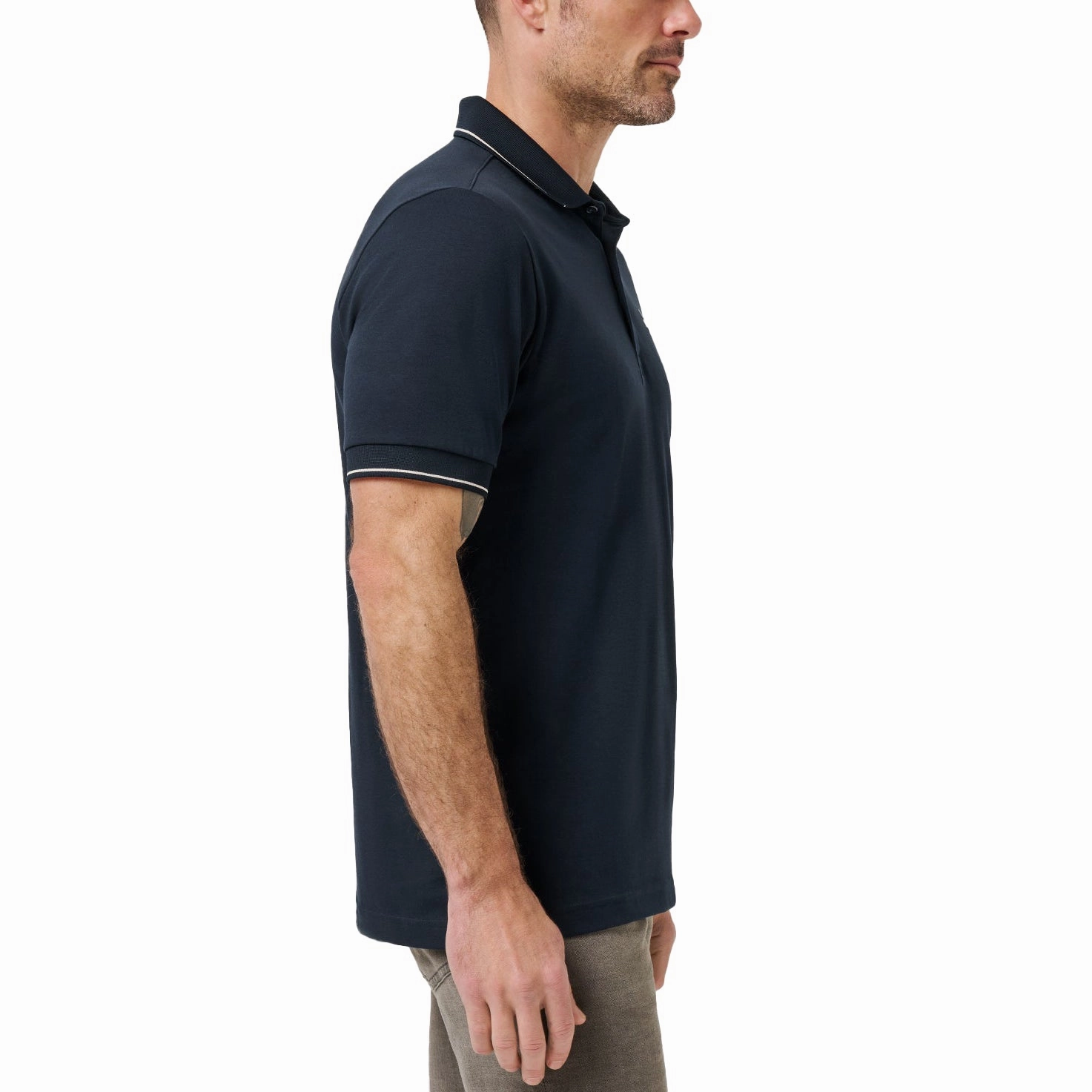 Curved Hemline Fashion Forward Travis Mathew Happier Hour Golf Shirt - Total Eclipse