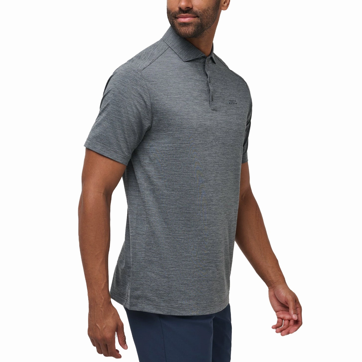 Smooth Flatlock Seams Lightweight Knit Travis Mathew Heater Pro Golf Shirt - Heather Grey