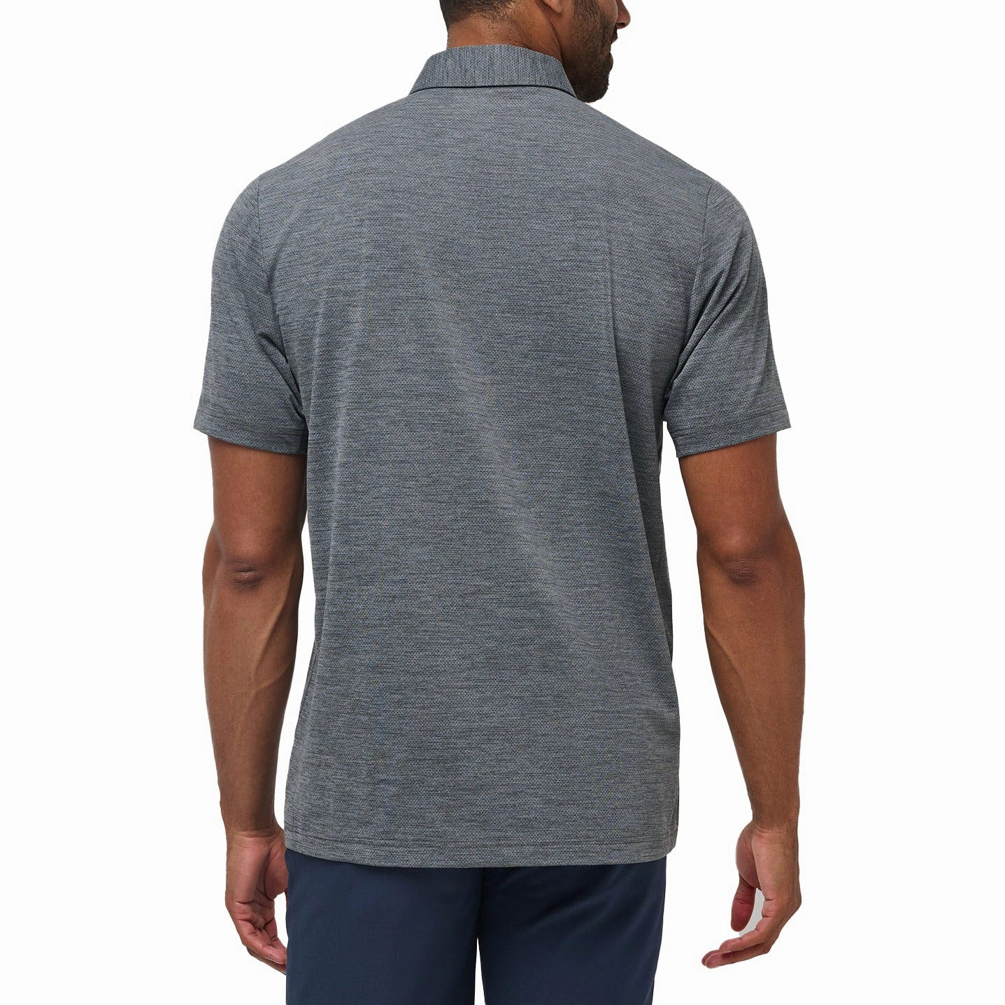 Athletic Fit Travis Mathew Heater Pro Golf Shirt - Heather Grey