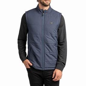 Travis Mathew Interlude Puffer Golf Vest - Mood Indigo Temperature Regulating Fabric Heavy Duty