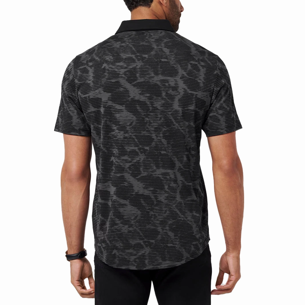 High-End Look Stylish Fit Travis Mathew Study Abroad Golf Polo Shirt  - Black