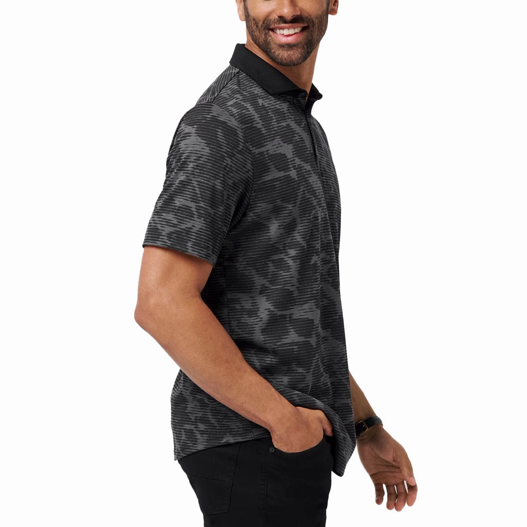 Travis Mathew Study Abroad Golf Polo Shirt  - Black Anti Pilling Surface