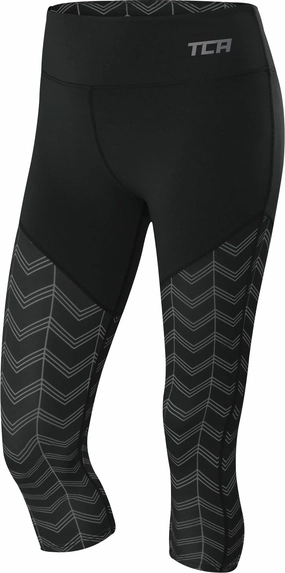 TCA Pro Performance Supreme High Waist Womens 3/4 Capri Running Tights - Black Mid layer Men's-style
