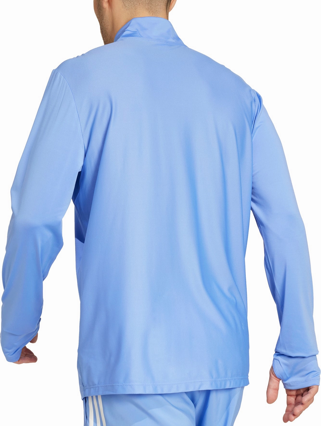 adidas Own The Run Half Zip Long Sleeve Mens Running Top - Blue Travel Wear Summer Wear