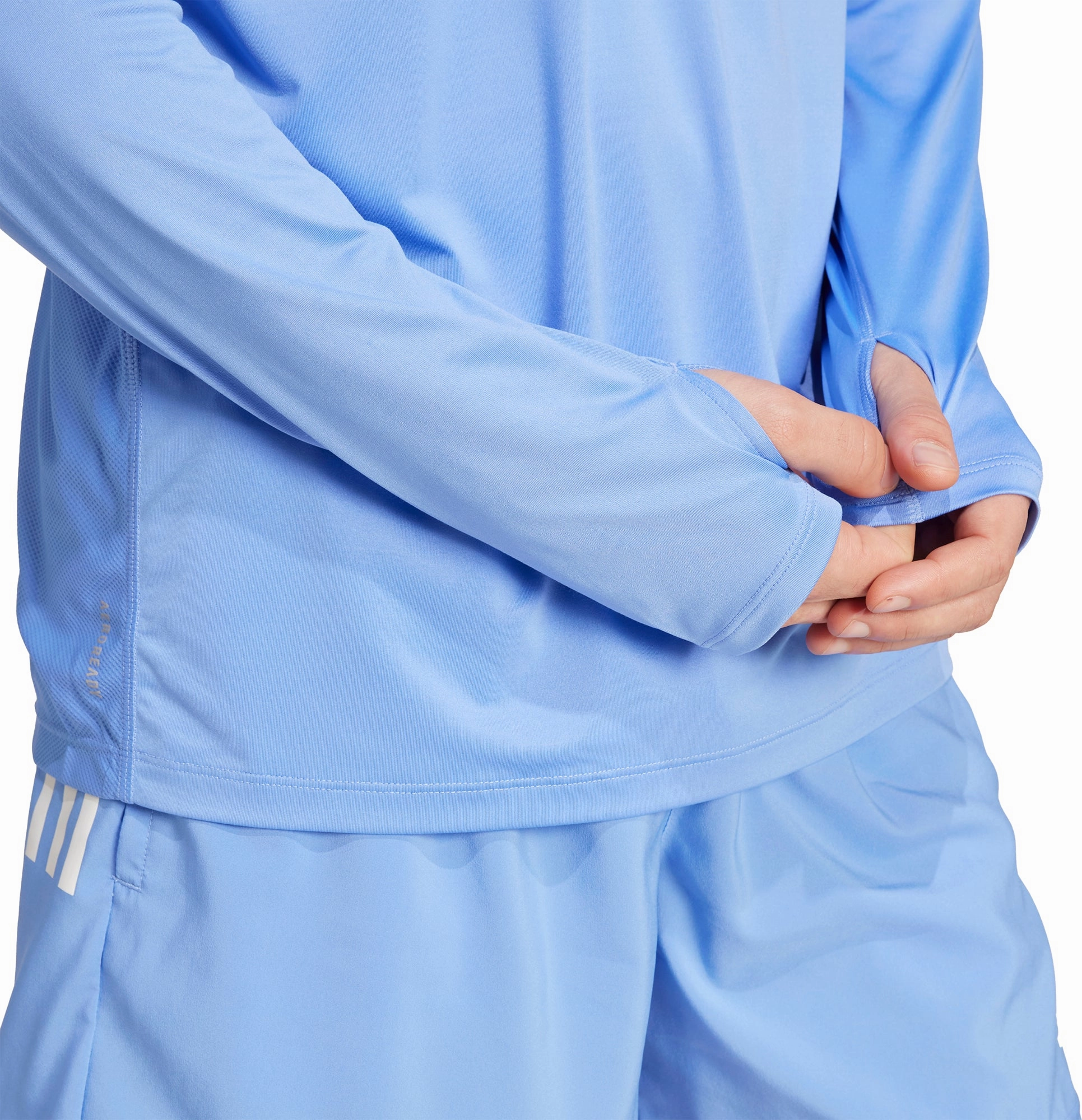 adidas Own The Run Half Zip Long Sleeve Mens Running Top - Blue Piped