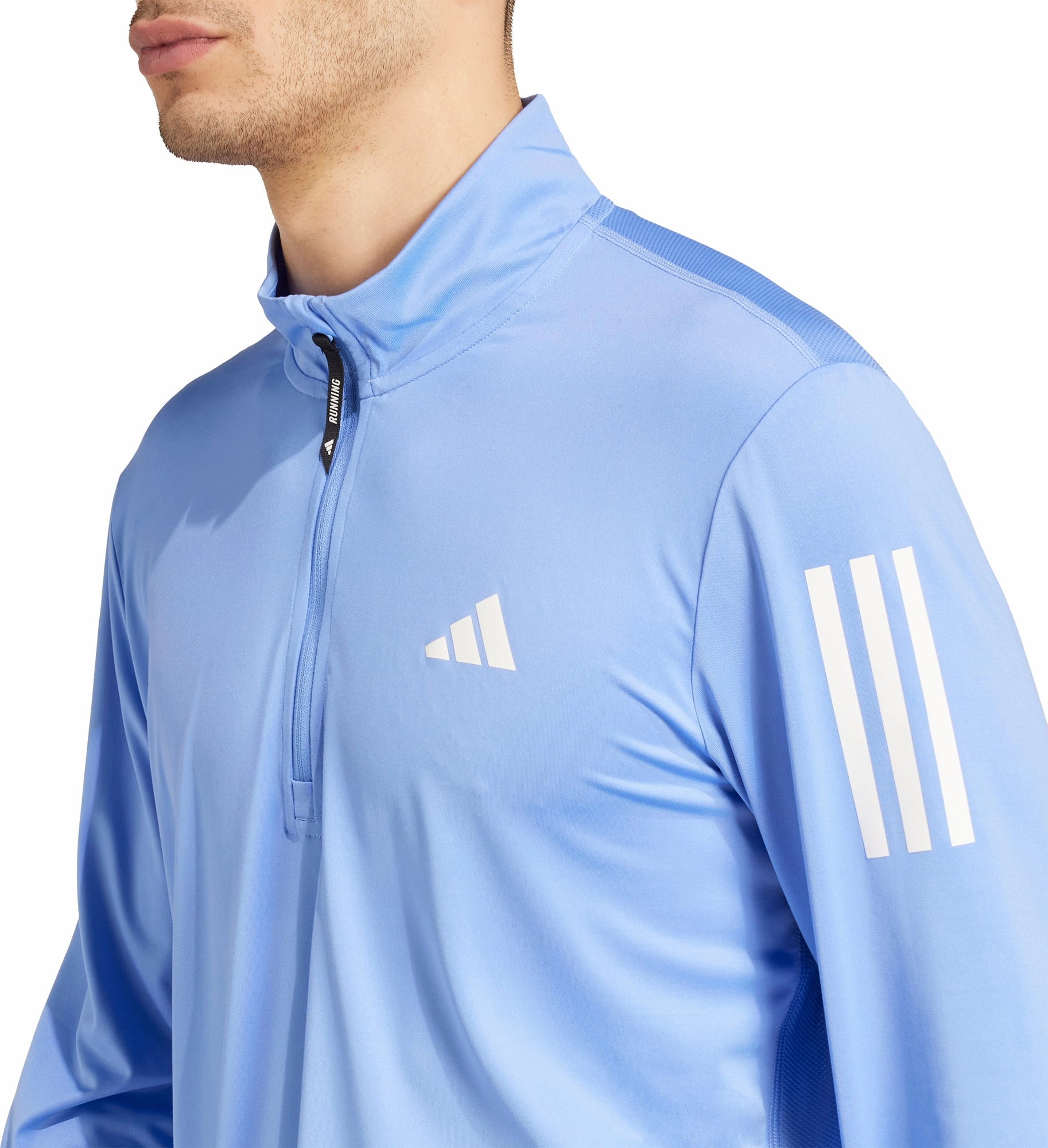 adidas Own The Run Half Zip Long Sleeve Mens Running Top - Blue Synthetic Fruit