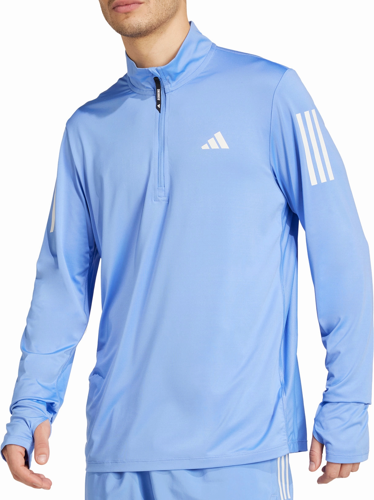 adidas Own The Run Half Zip Long Sleeve Mens Running Top - Blue Urban Outfit