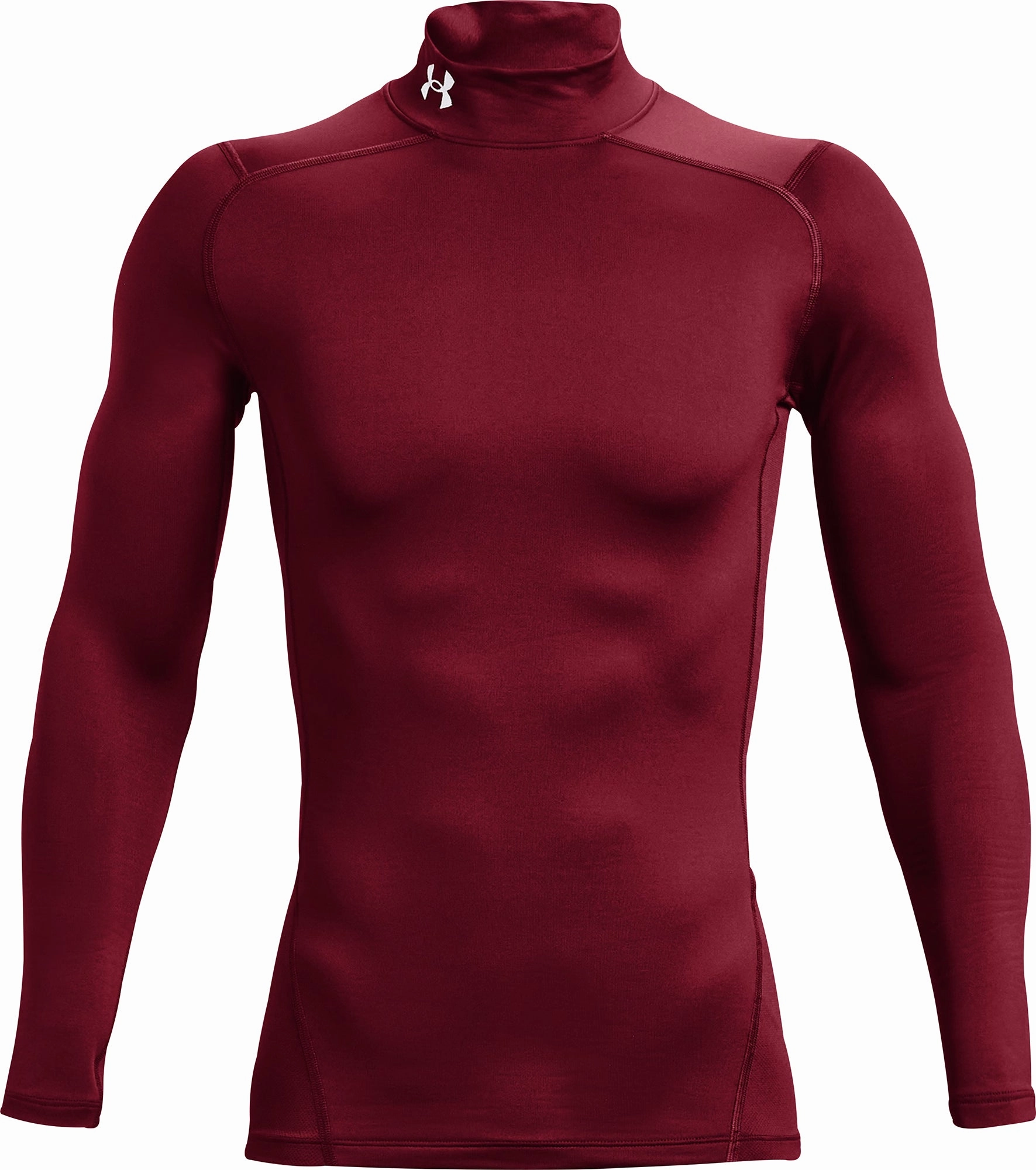Under Armour ColdGear Compression Mock Long Sleeve Mens Running Top - Red bathroom student