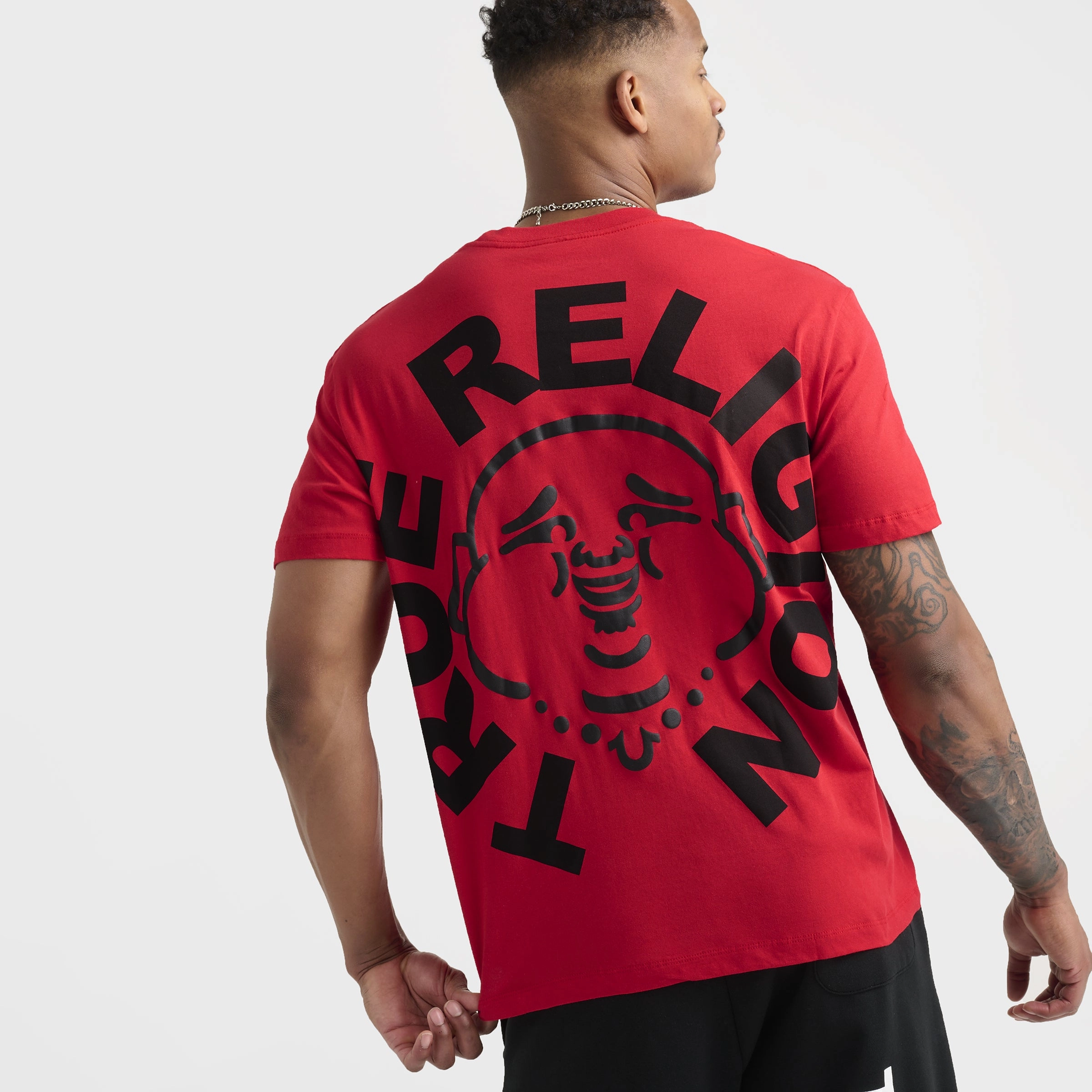 True Religion Buddha Face Tee / Flame Scarlet long term storage