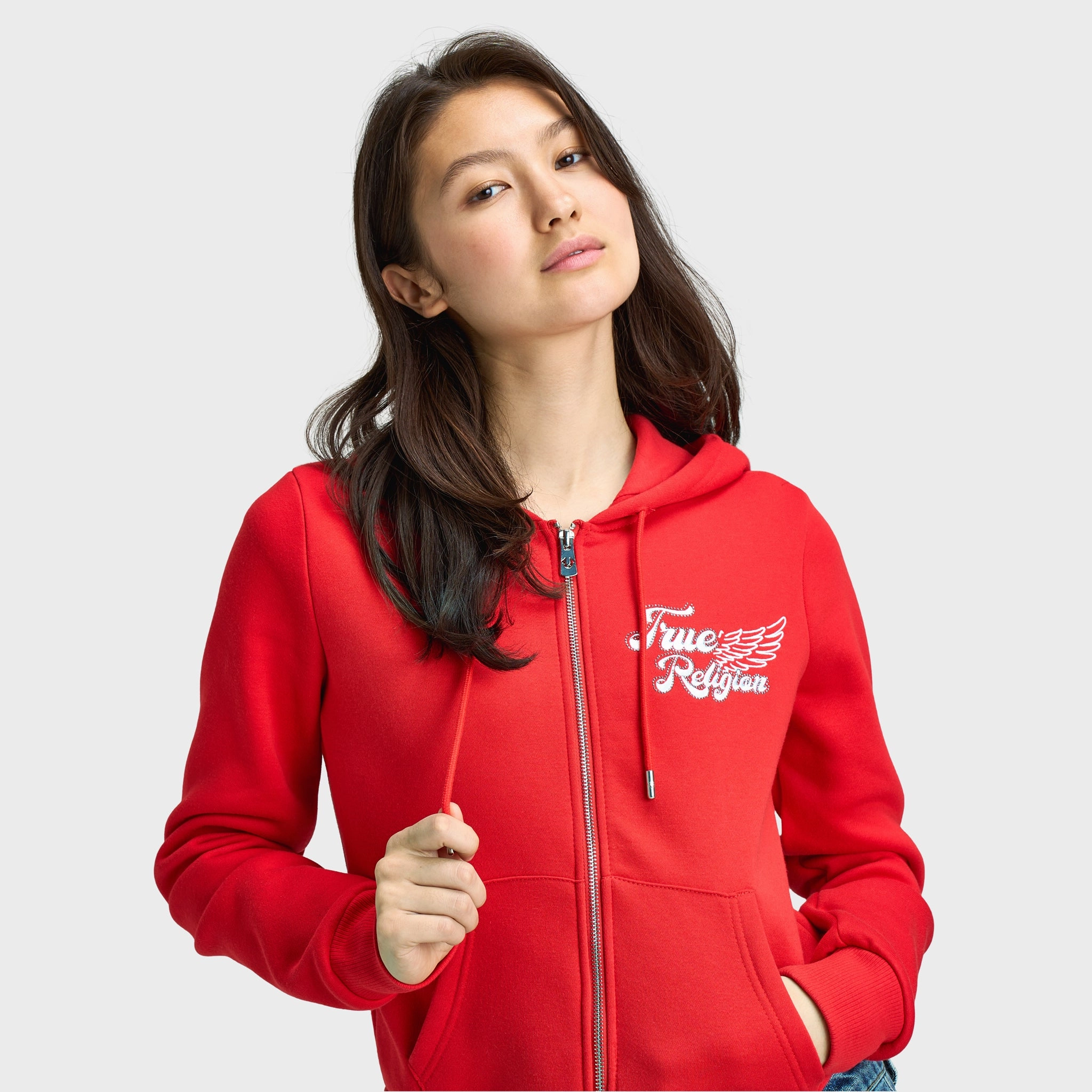 Adventure Day Look Weatherproof Technology True Religion Crystal Wing Classic Zip Hoodie / Flame Scarlet