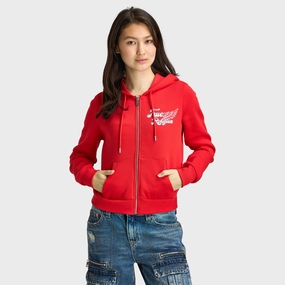 True Religion Crystal Wing Classic Zip Hoodie / Flame Scarlet Extra Layer Piece Wind Resistant Coating