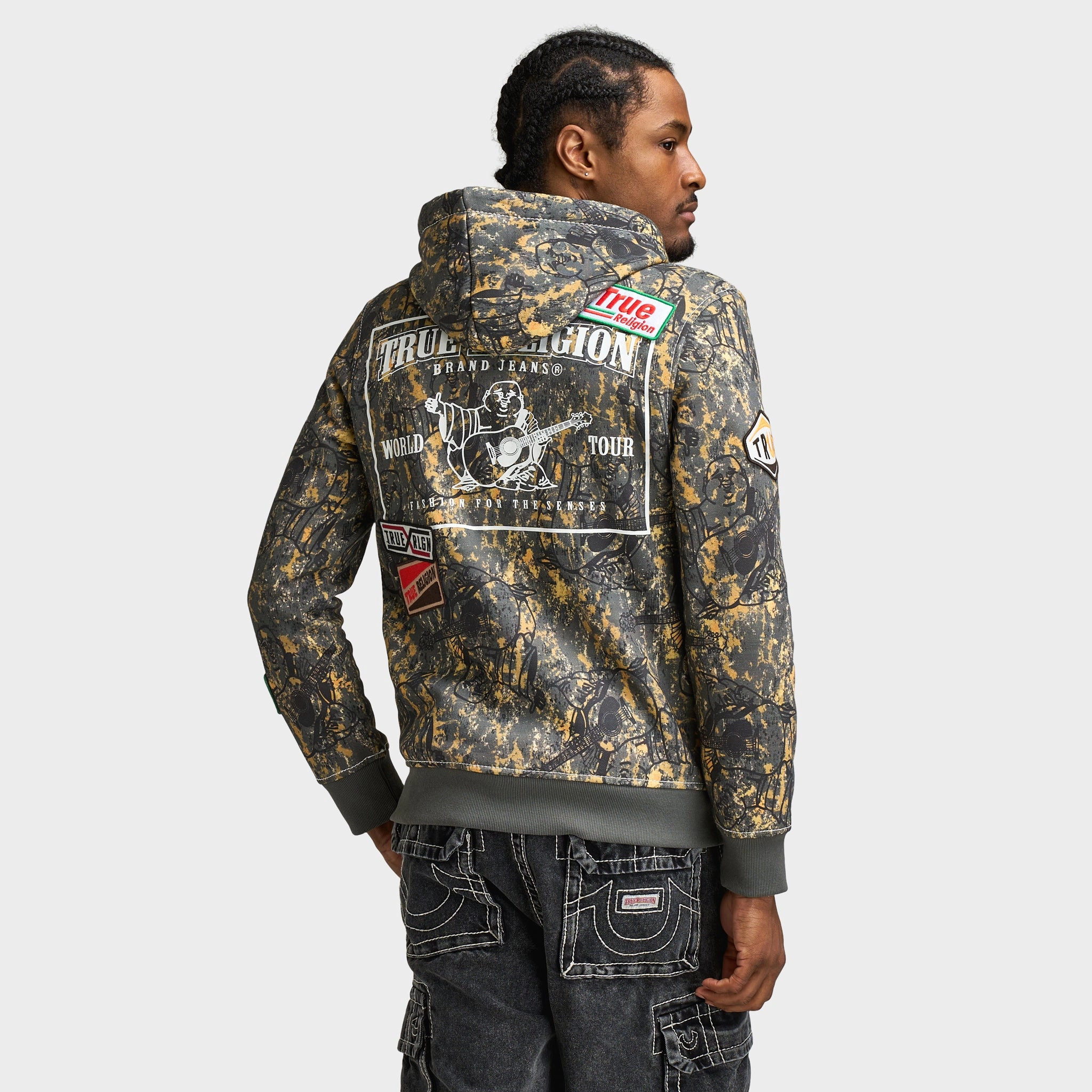 True Religion Patch Buddha Camo Big T Full Zip Hoodie / Buddha Camo MultiPocketStyle Softshell Technology