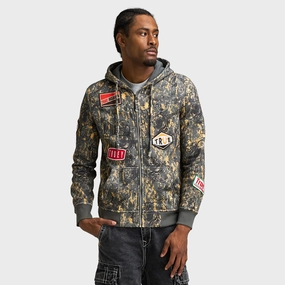 Adjustable Drawstring Waist True Religion Patch Buddha Camo Big T Full Zip Hoodie / Buddha Camo