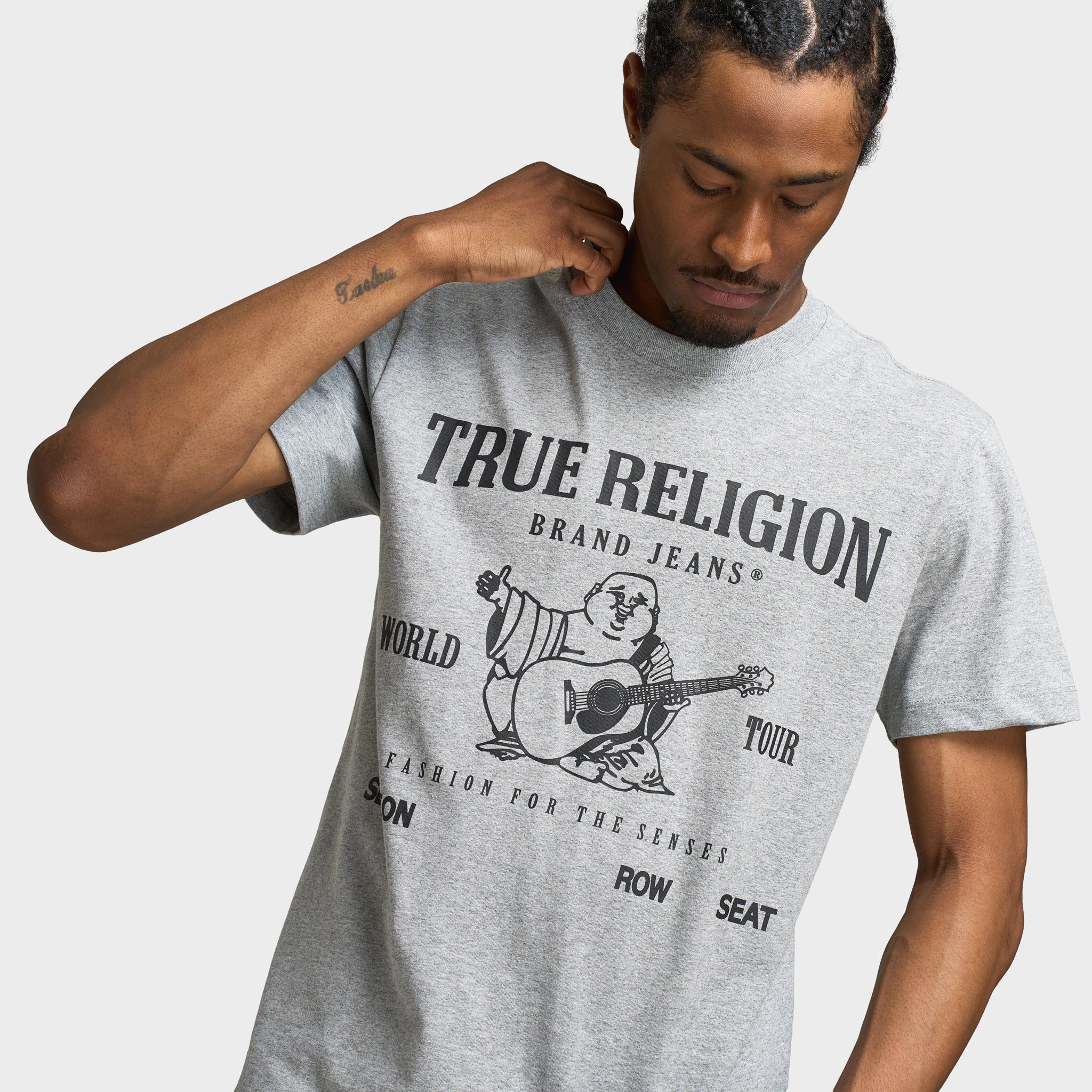 True Religion SRS Graphic Tee / Heather Grey Tagless Neck Outdoor Fresh