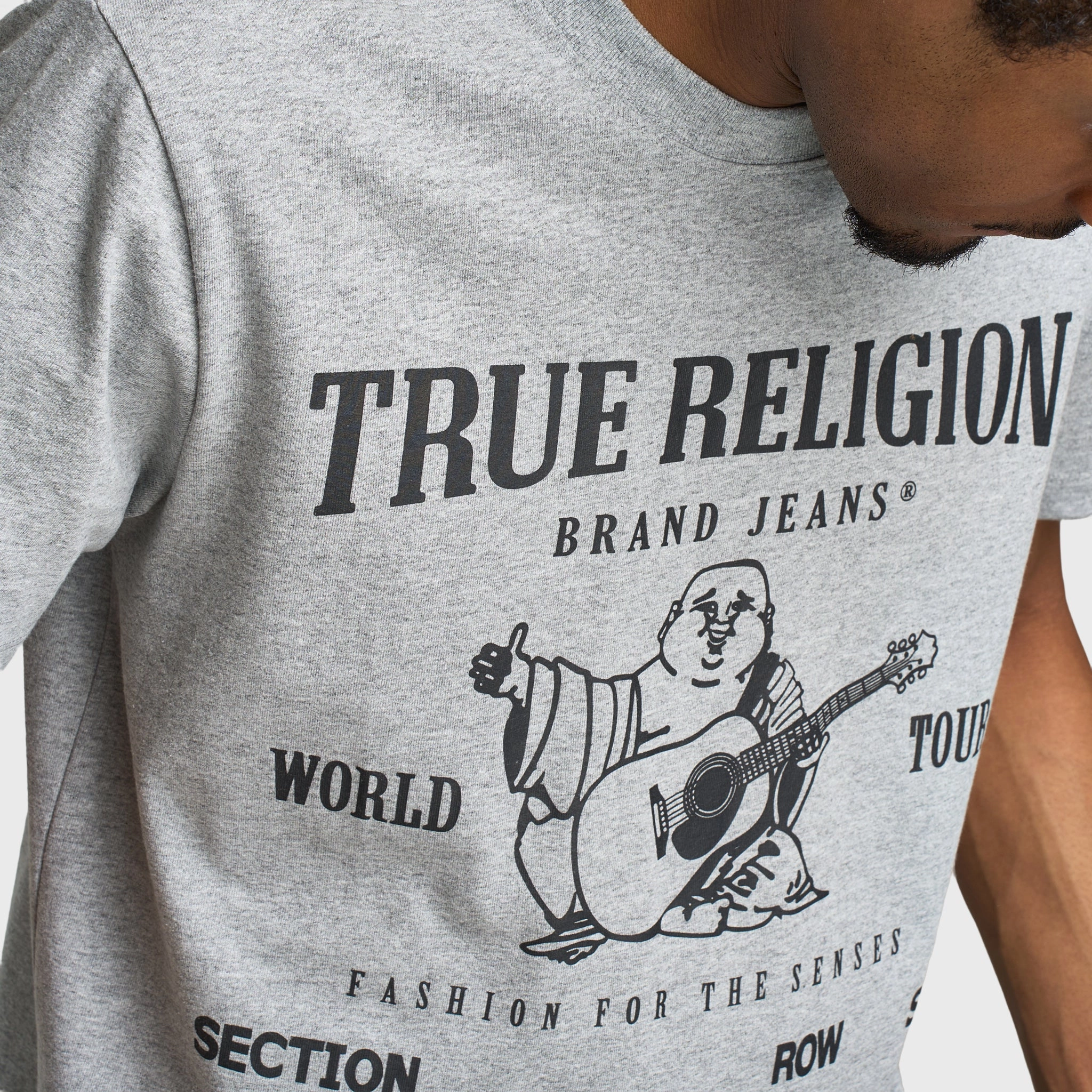 True Religion SRS Graphic Tee / Heather Grey Durable Double Stitching Urban Coolness