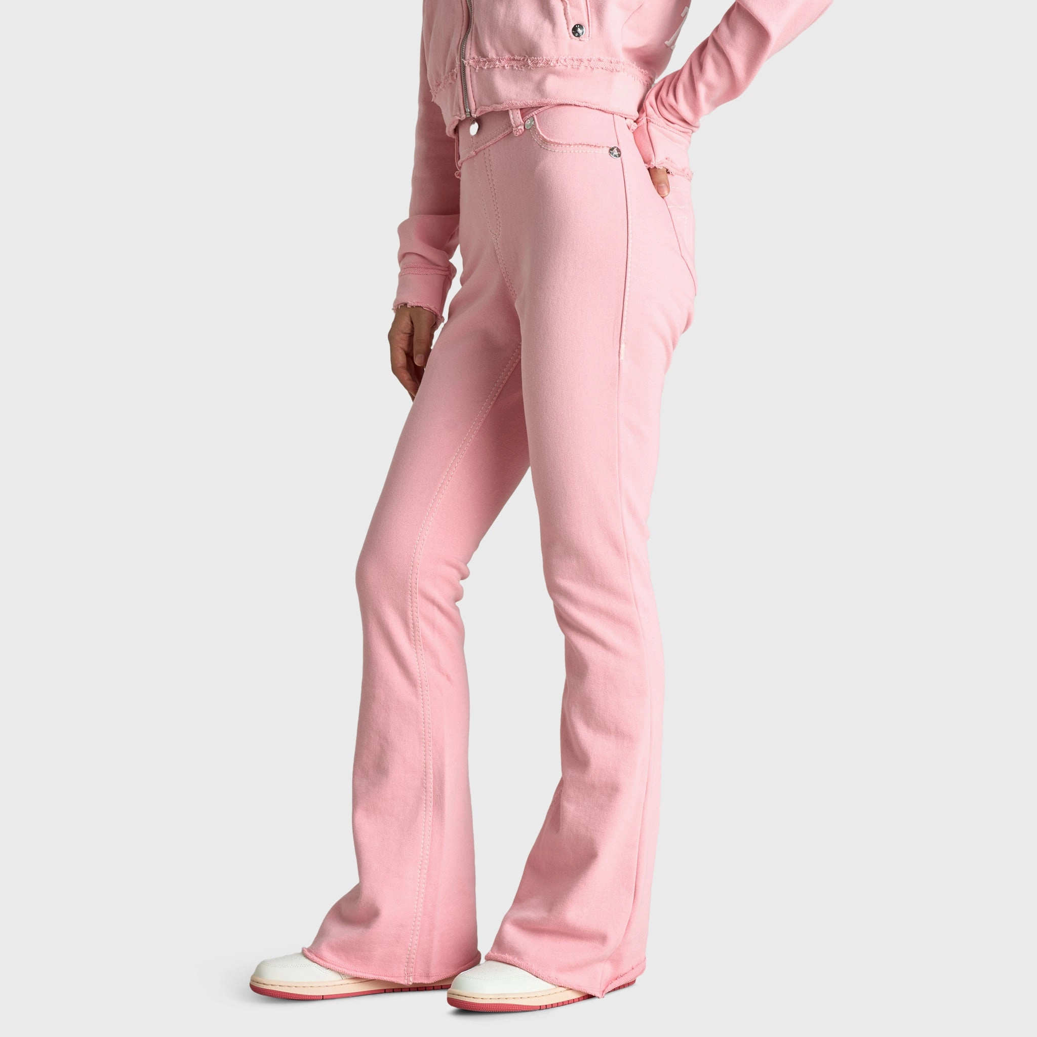 True Religion Wash Raw Edge Big T Track Pants / Candy Pink NonIrritatingSeams