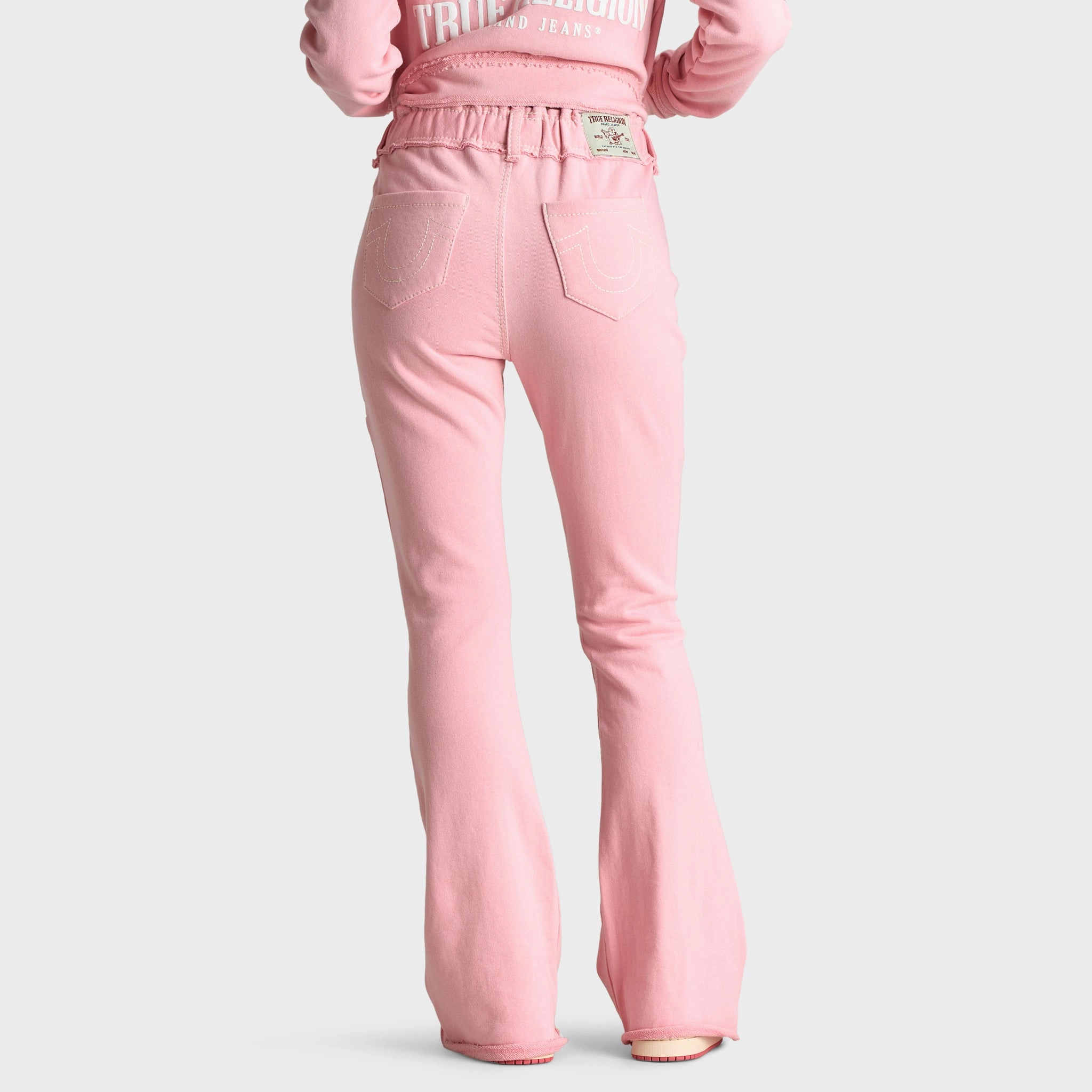 Spark Soul True Religion Wash Raw Edge Big T Track Pants / Candy Pink