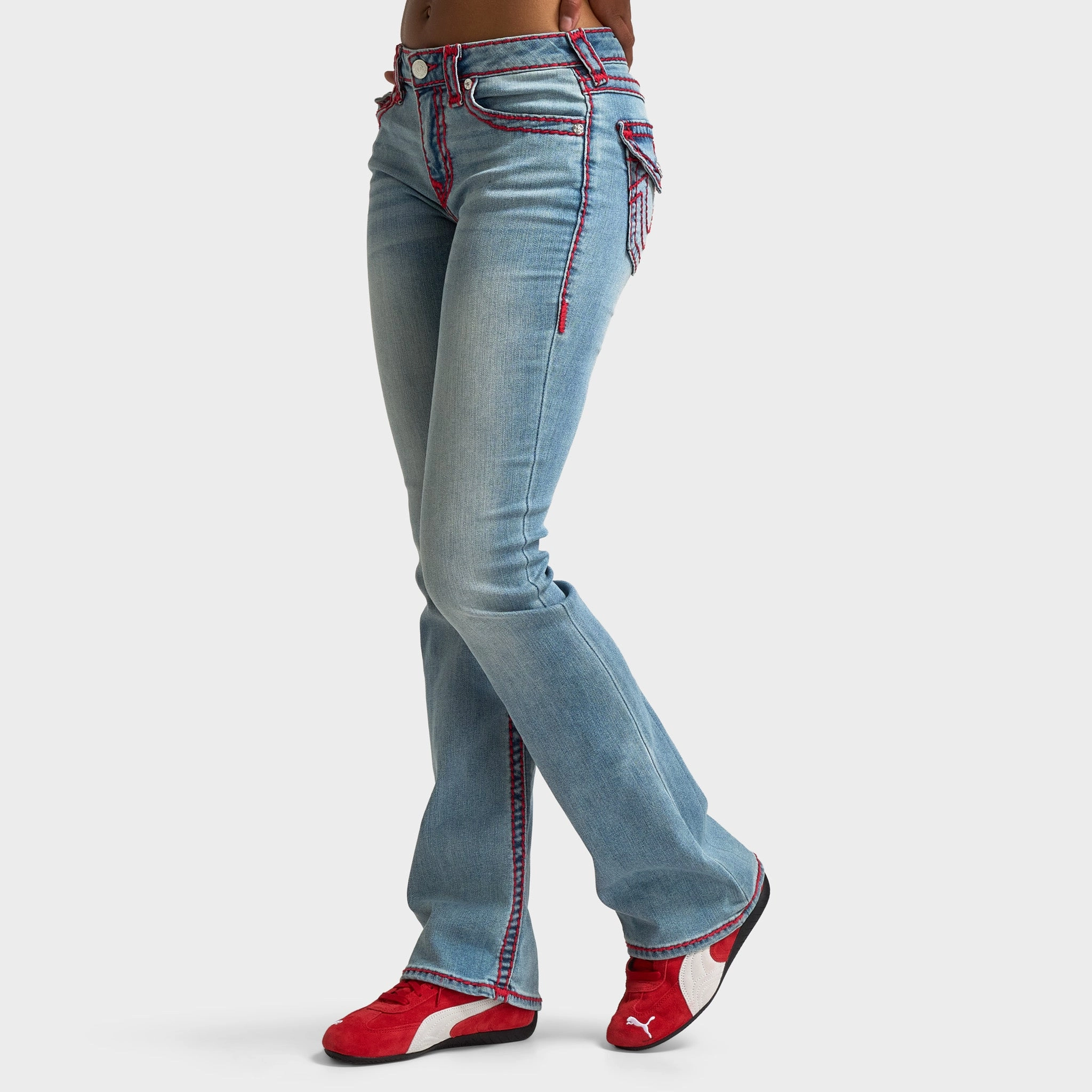 Street Fest UniversalFit True Religion Women's Becca Midrise Bootcut Flap Super T / Nominated