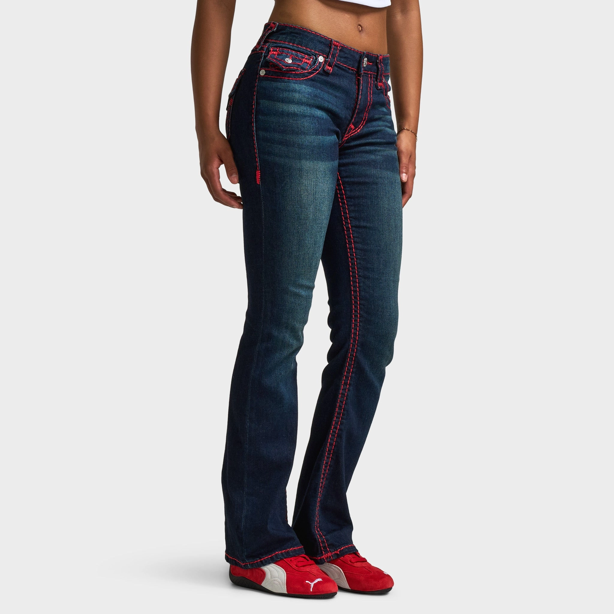 True Religion Women's Rhinestone Becca Boot Supt / Indigo Twilight Peace Core HighNeckStyle