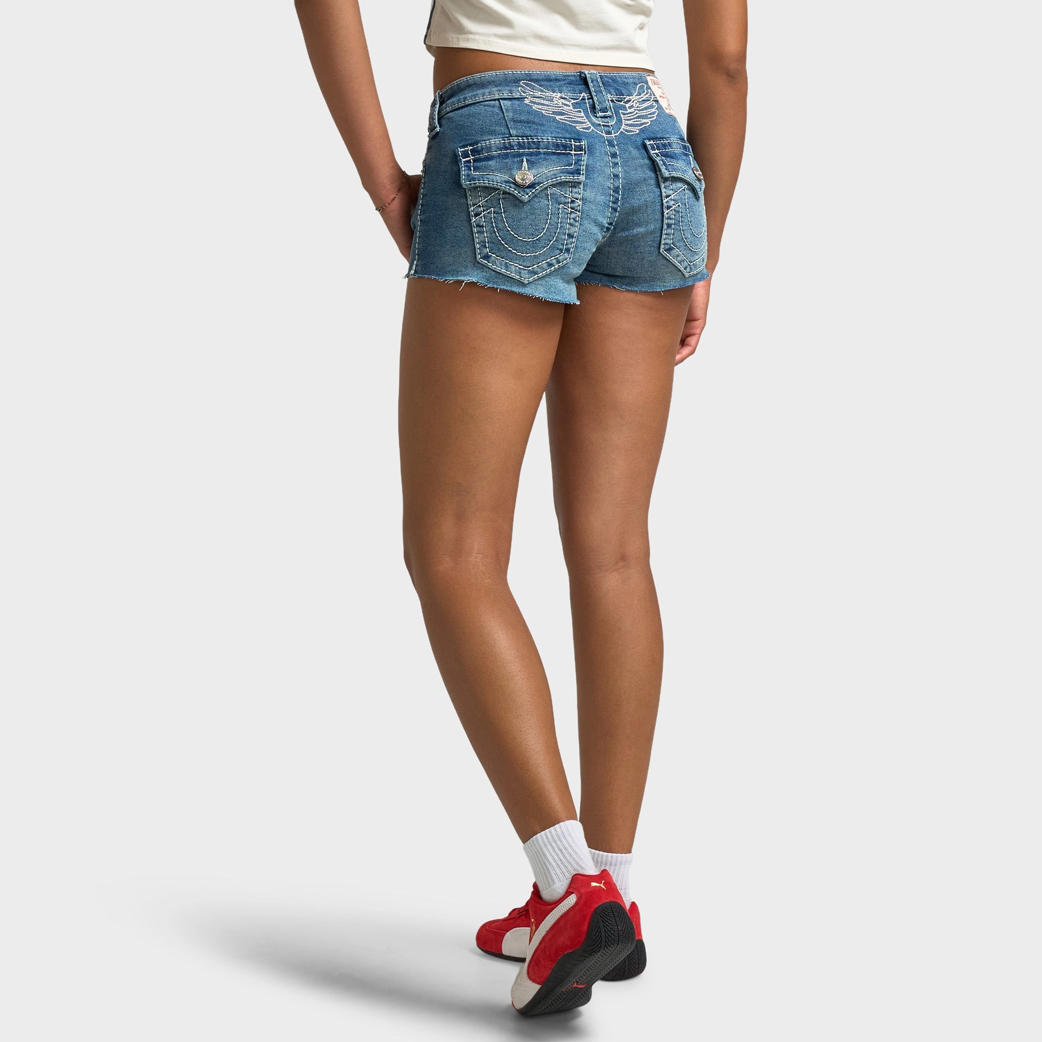 True Religion Women's Wing Joey Cut Off Flap Big T / Gahan Sport Mood