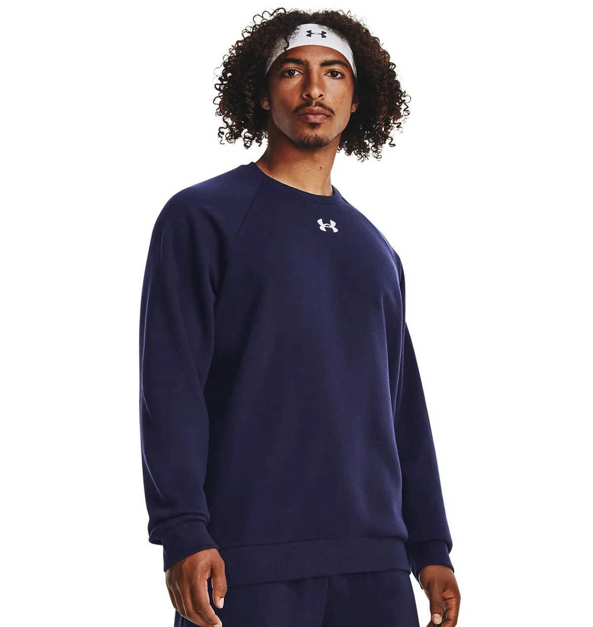 Luxury Quality UA Rival Fleece Crew | BLACK/WHITE