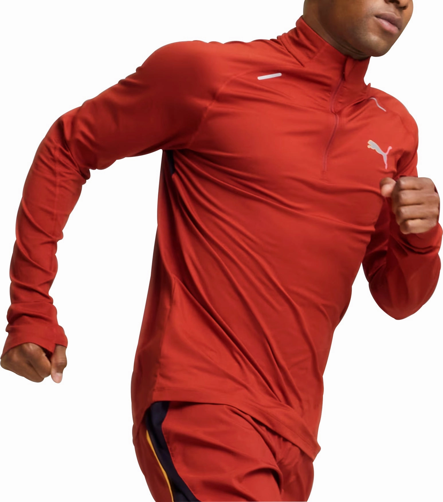Puma Run Cloudspun Half Zip Long Sleeve Mens Running Top - Red EcoFriendly Dye Process Durable Weave