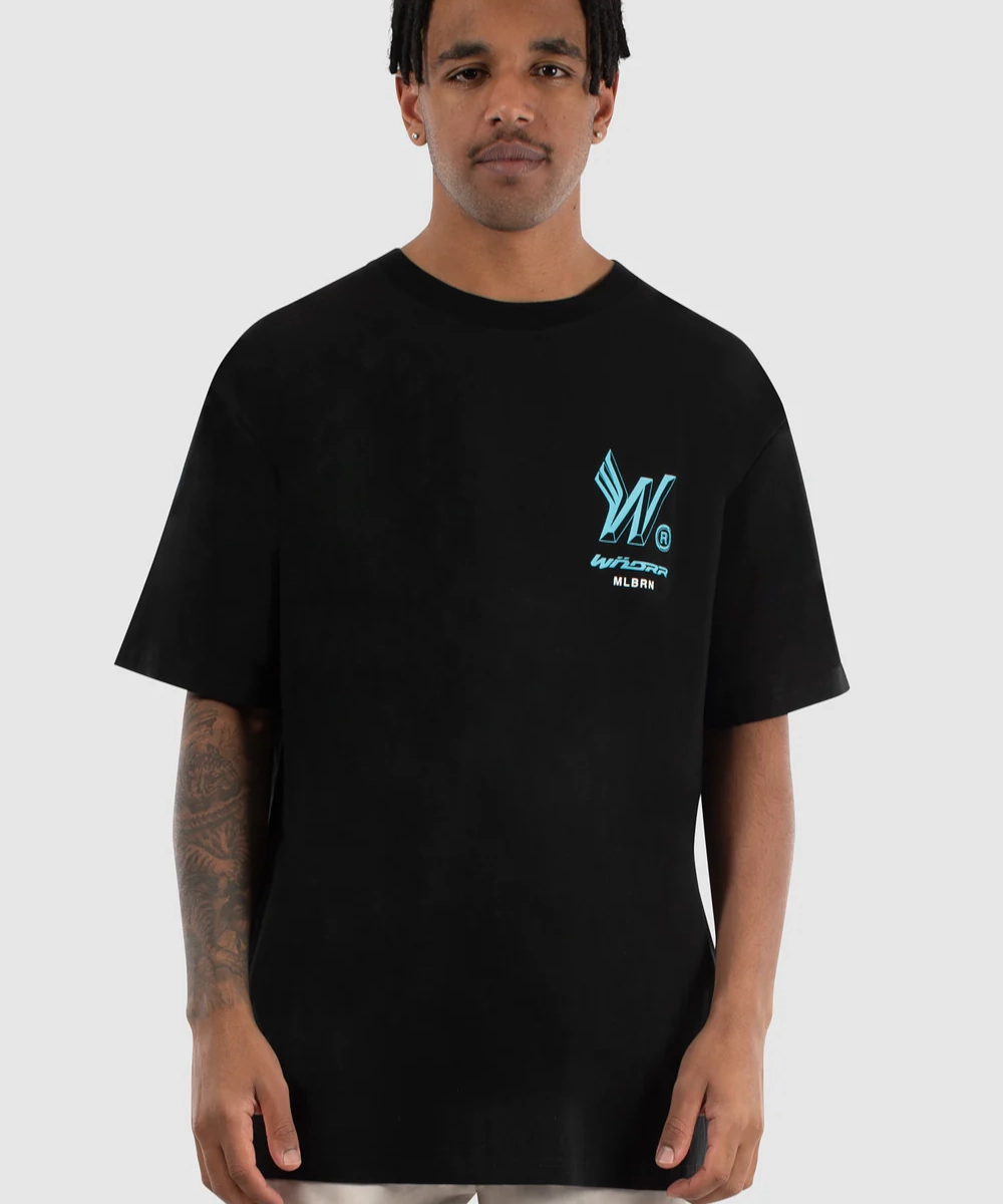 WNDRR Repeat Box Fit Tee (Black) Loose Thread