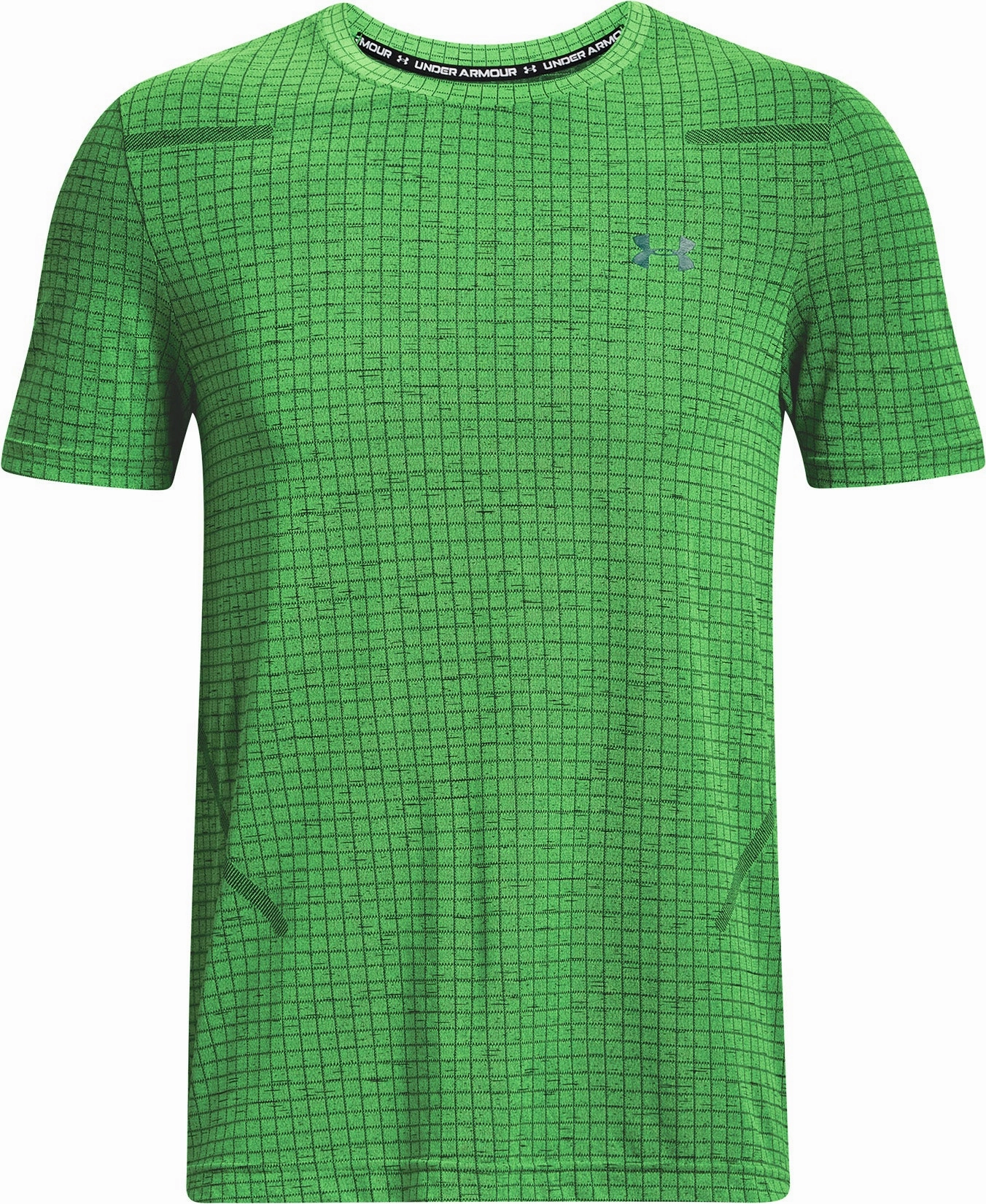Calm Wave Cyber Glow Under Armour Seamless Grid Short Sleeve Mens Training Top - Green