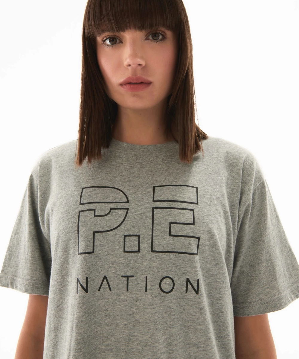 Glass Fit Flexible Fabric Blend P.E Nation Heads Up Tee (Grey Marle)