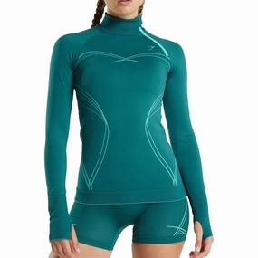 NonSlip Grips fresh start Gymshark Apex Seamless Half Zip Long Sleeve Womens Training Top - Green