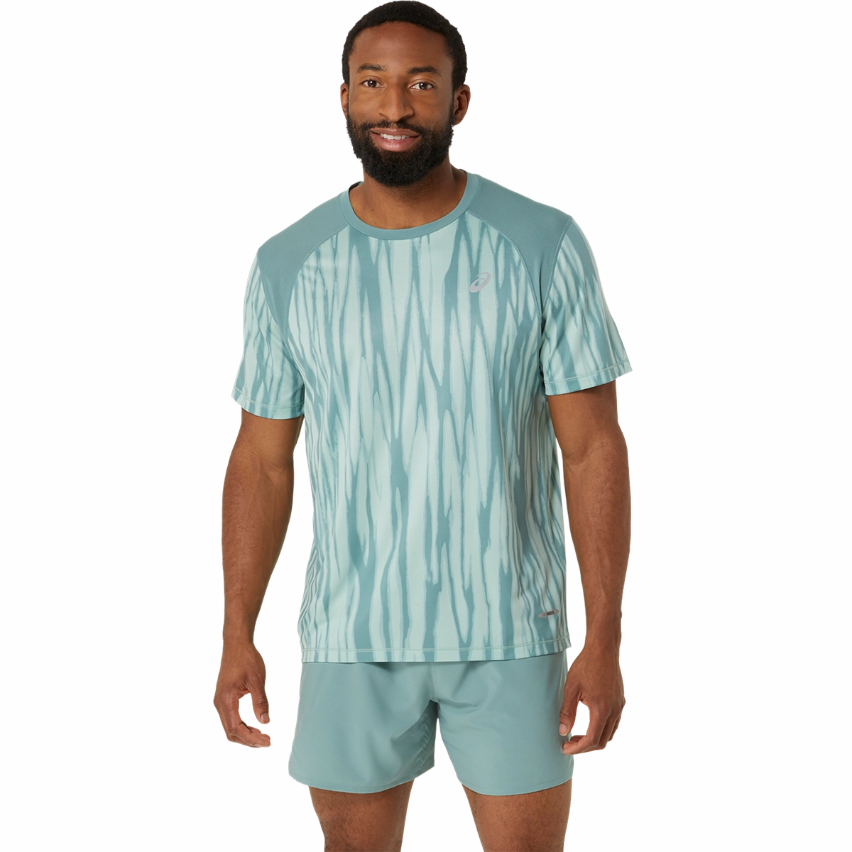 TumbleDryFriendlyMaterial PreShrunkFabric Asics Road All Over Print Shortsleeve Tee