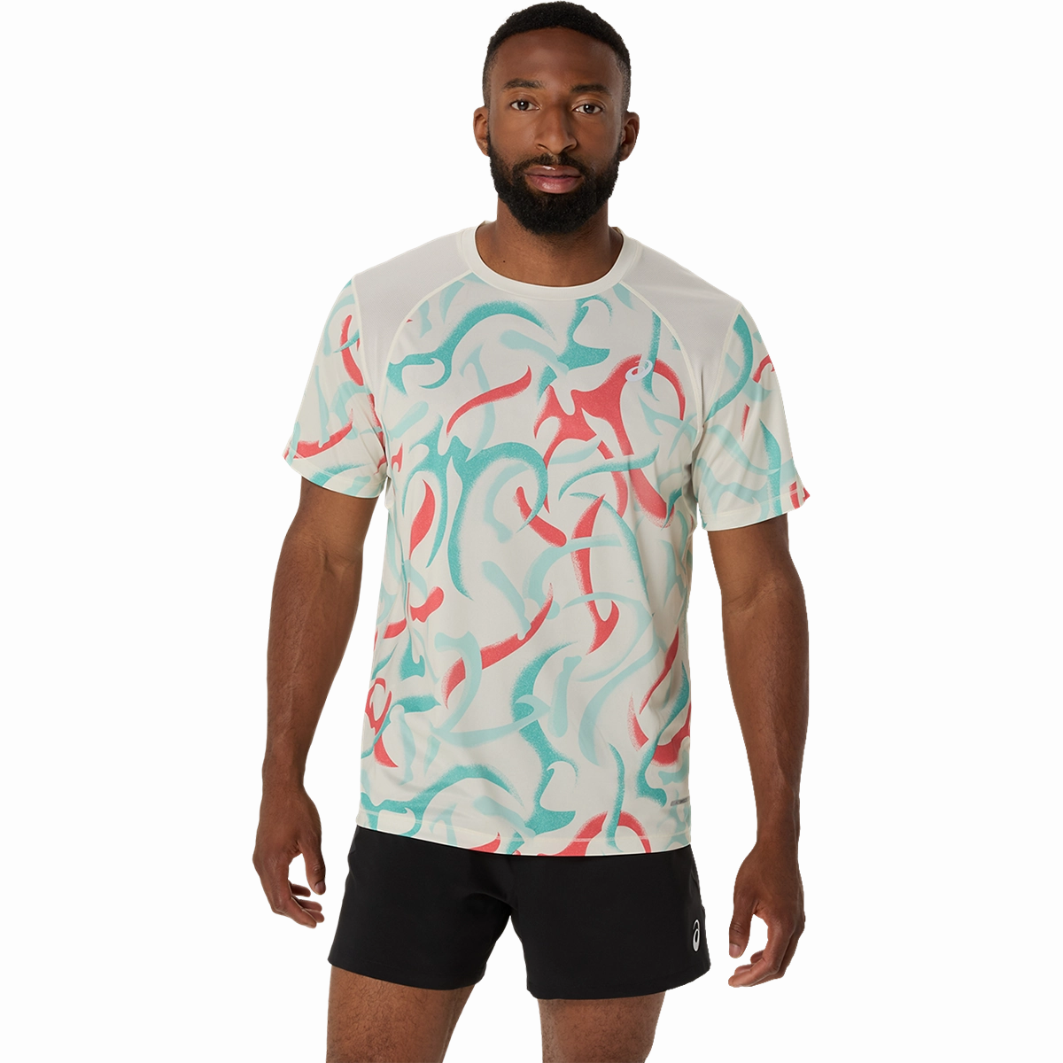 Asics Road All Over Print Shortsleeve Tee Slim Fit Shirt Minimalist Styling