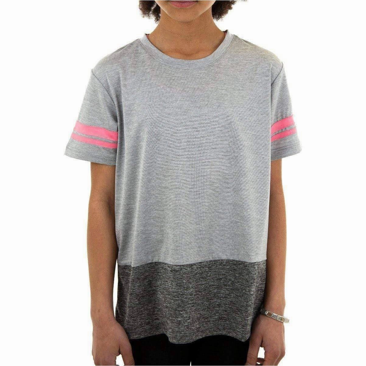 Low Environmental Impact More Mile Marl Girls Short Sleeve Training Top - Grey