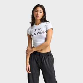 City Smart Playboy I Love Playboy Baby Tee / White