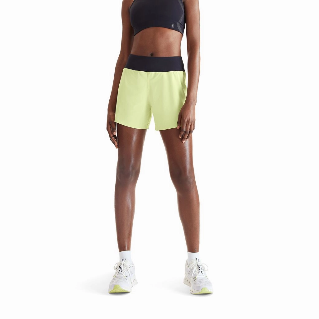 On Women's 5 Inch Running Shorts Hay / Black Rustic Ease