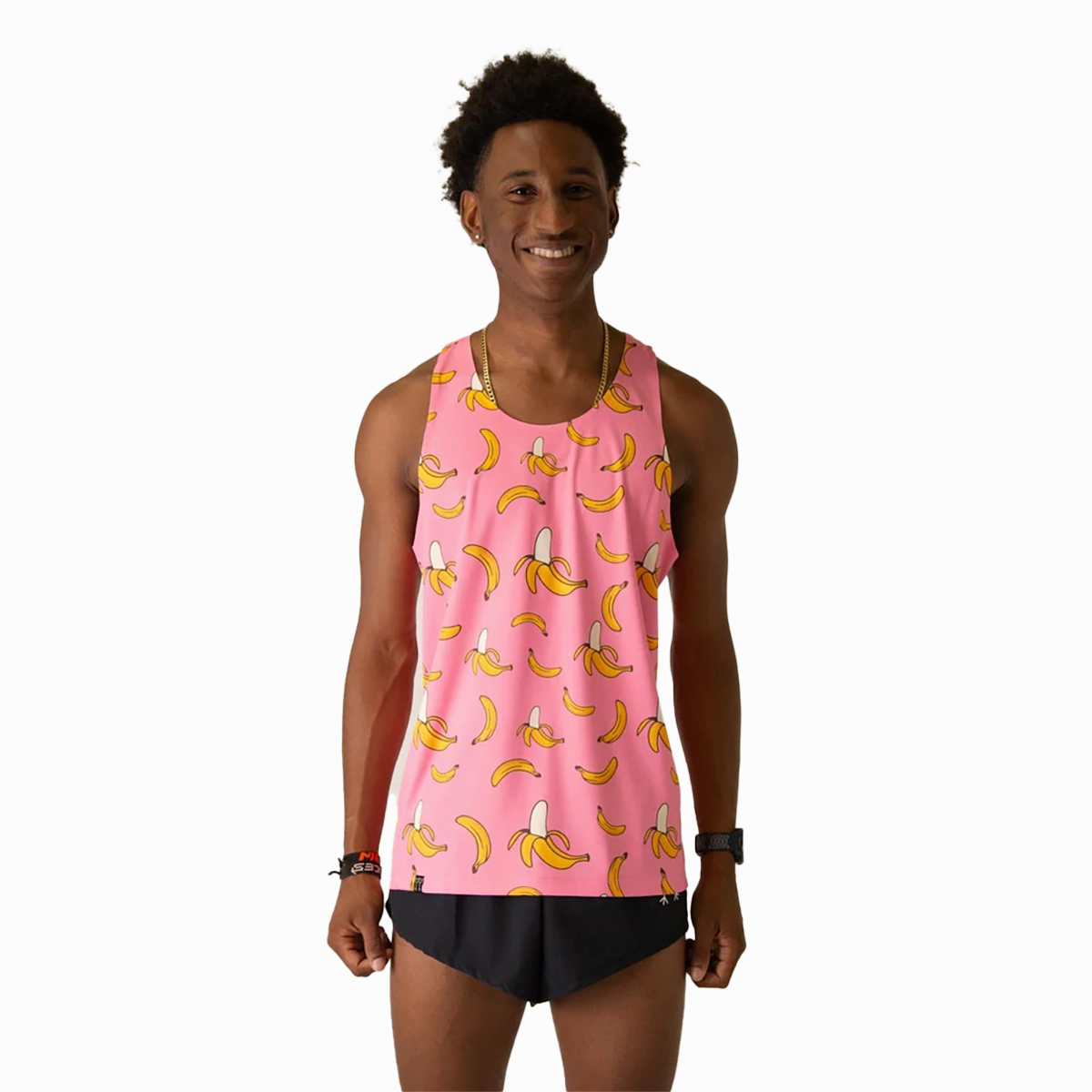 FoamReinforcedCollar ChicknLegs Preformance Singlet Pink Bananas