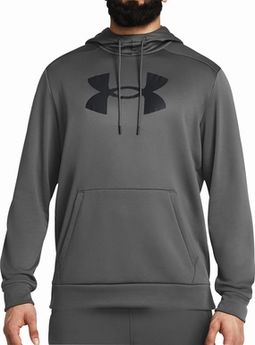 Spark Glow Stretchable Fabric Under Armour Big Logo Fleece Mens Training Hoody - Grey