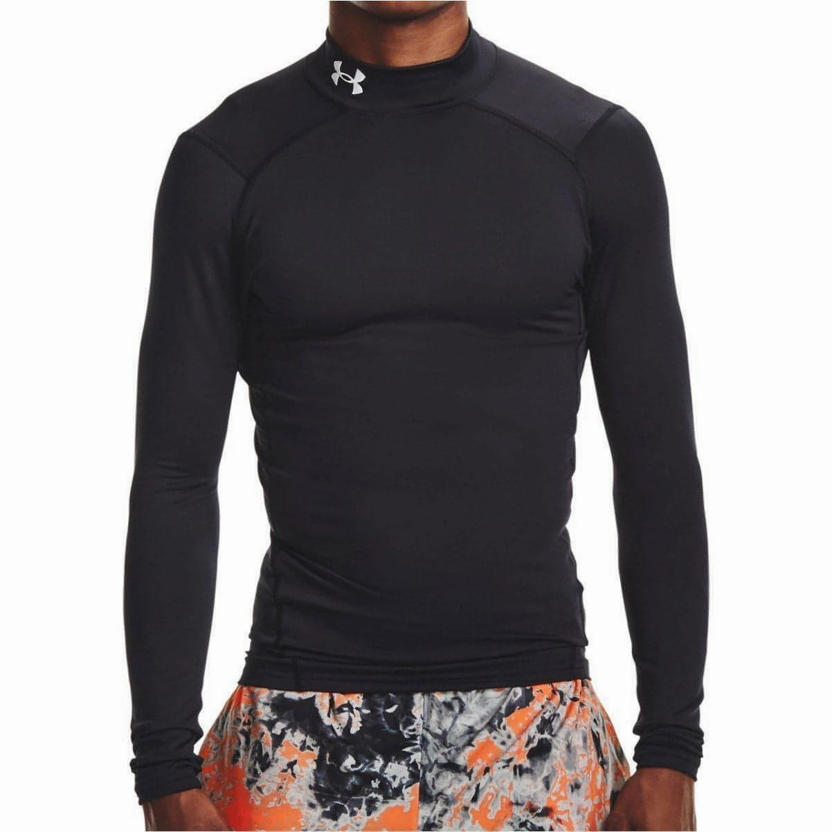 Polar region Under Armour ColdGear Compression Mock Long Sleeve Mens Running Top - Black