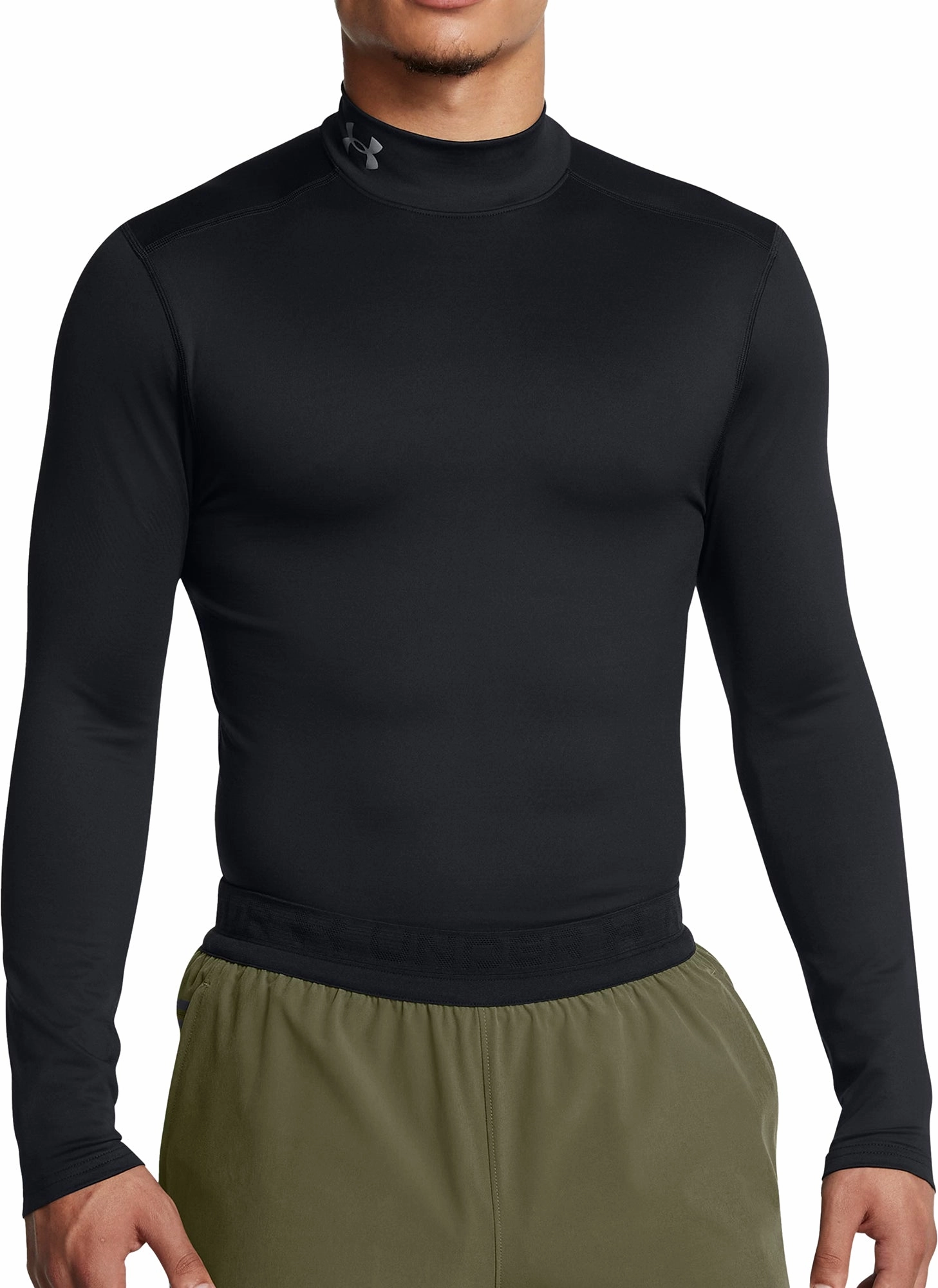 Interview Under Armour ColdGear Elite Compression Mock Long Sleeve Mens Running Top - Black