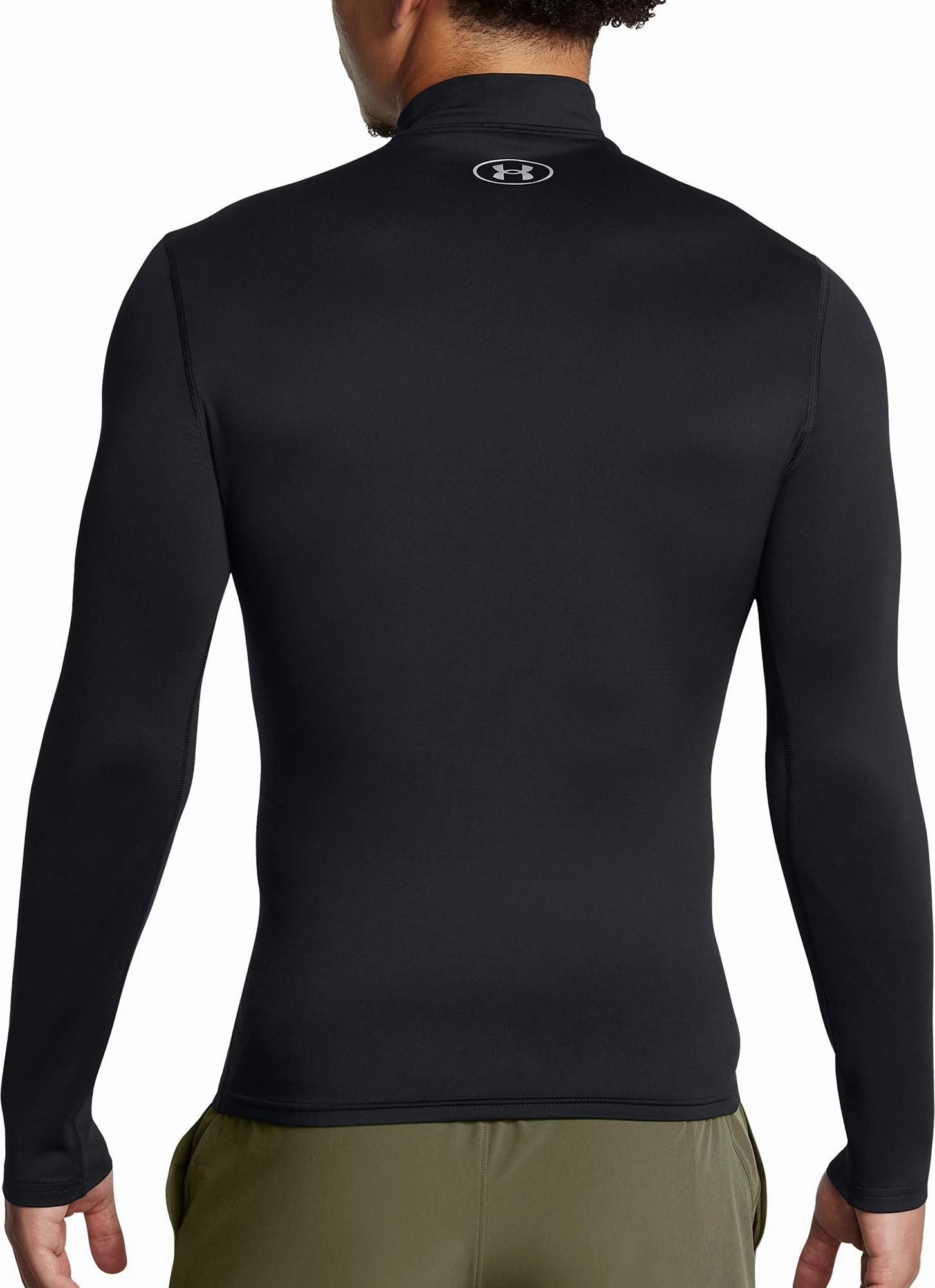 Hemmed Under Armour ColdGear Elite Compression Mock Long Sleeve Mens Running Top - Black