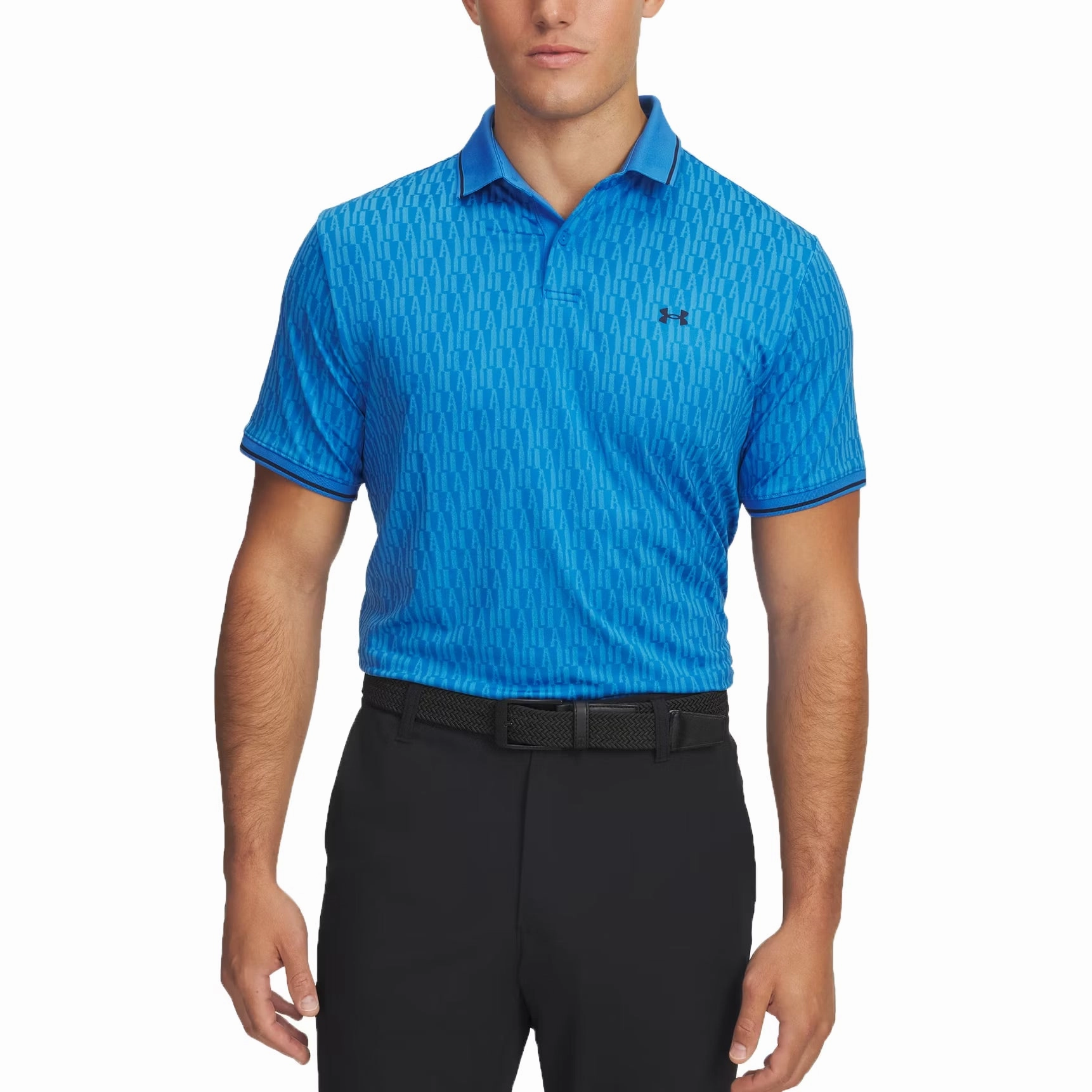Trendy Business Under Armour Drive Sport Jacquard Golf Polo Shirt - Blue Atlantis/Midnight Navy