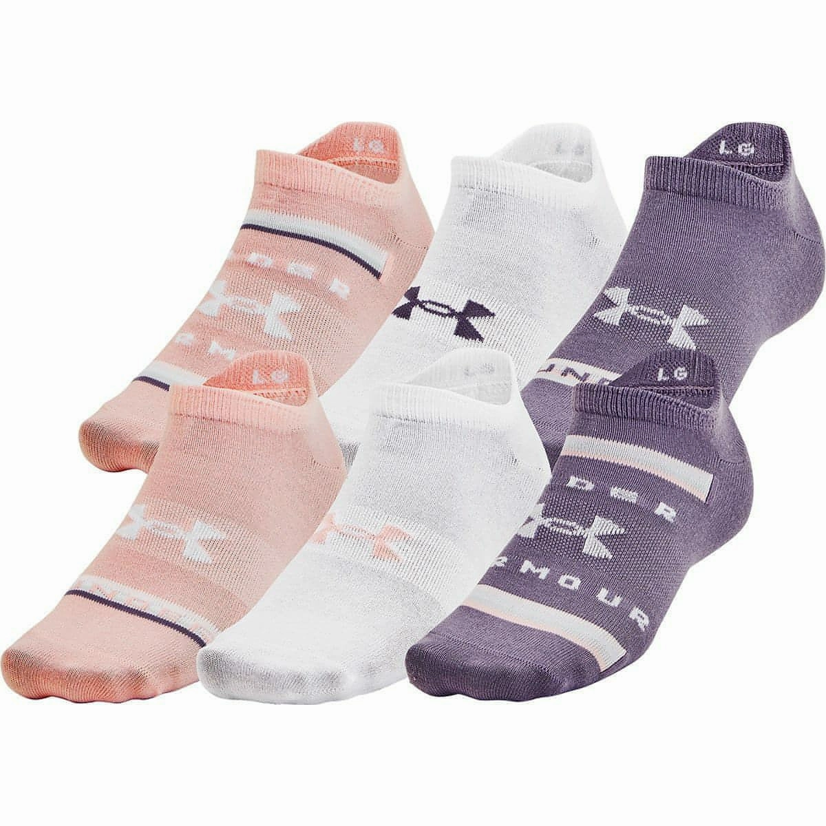 Thin Core AdjustableStraps Under Armour Essential (6 Pack) Womens No Show Socks - Pink
