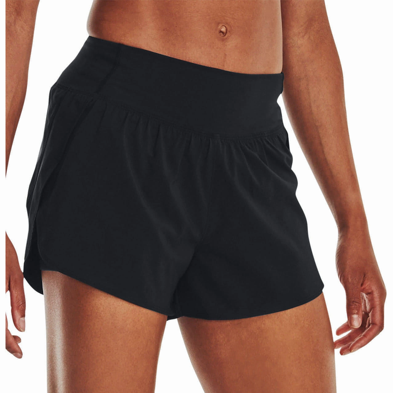 Under Armour Flex Woven 2 In 1 Womens Training Shorts - Black MultiPanelCut TaglessDesign